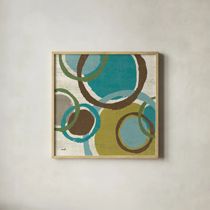 Vintage Bubbles I by Moira Hershey. Shown in a natural wood glass frame for a timeless modern aesthetic. Available as an archival giclee rolled canvas, fine art paper, or poster print. SKU 10283a.