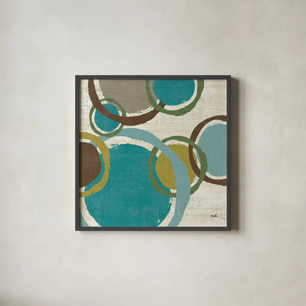 Vintage Bubbles II by Moira Hershey. Shown in a sleek black glass frame for a contemporary gallery look. Available as an archival giclee rolled canvas, fine art paper, or poster print. SKU 10284a.