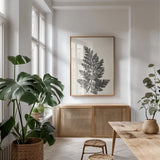 Walk in the Woods I by Moira Hershey. shown as a print in a natural wood frame in a dining room. Available as a archival giclee rolled canvas, fine art paper, or poster print. SKU 69198h.