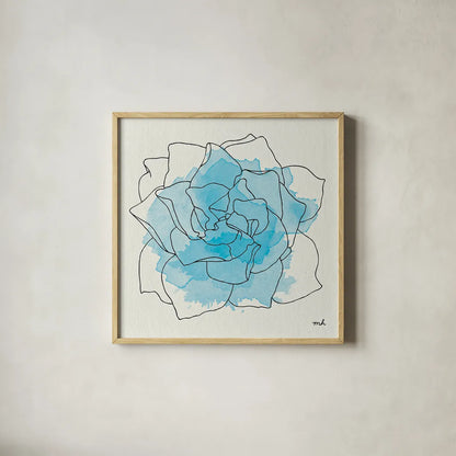 Watercolor Floral II by Moira Hershey. Shown in a natural wood glass frame for a timeless modern aesthetic. Available as an archival giclee rolled canvas, fine art paper, or poster print. SKU 12372a.