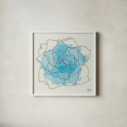 Watercolor Floral II by Moira Hershey. Shown in a crisp white glass frame for a clean and minimalist style. Available as an archival giclee rolled canvas, fine art paper, or poster print. SKU 12372a.