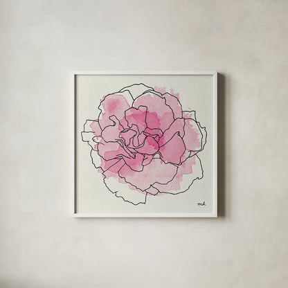 Watercolor Floral III by Moira Hershey. Shown in a crisp white glass frame for a clean and minimalist style. Available as an archival giclee rolled canvas, fine art paper, or poster print. SKU 12373a.