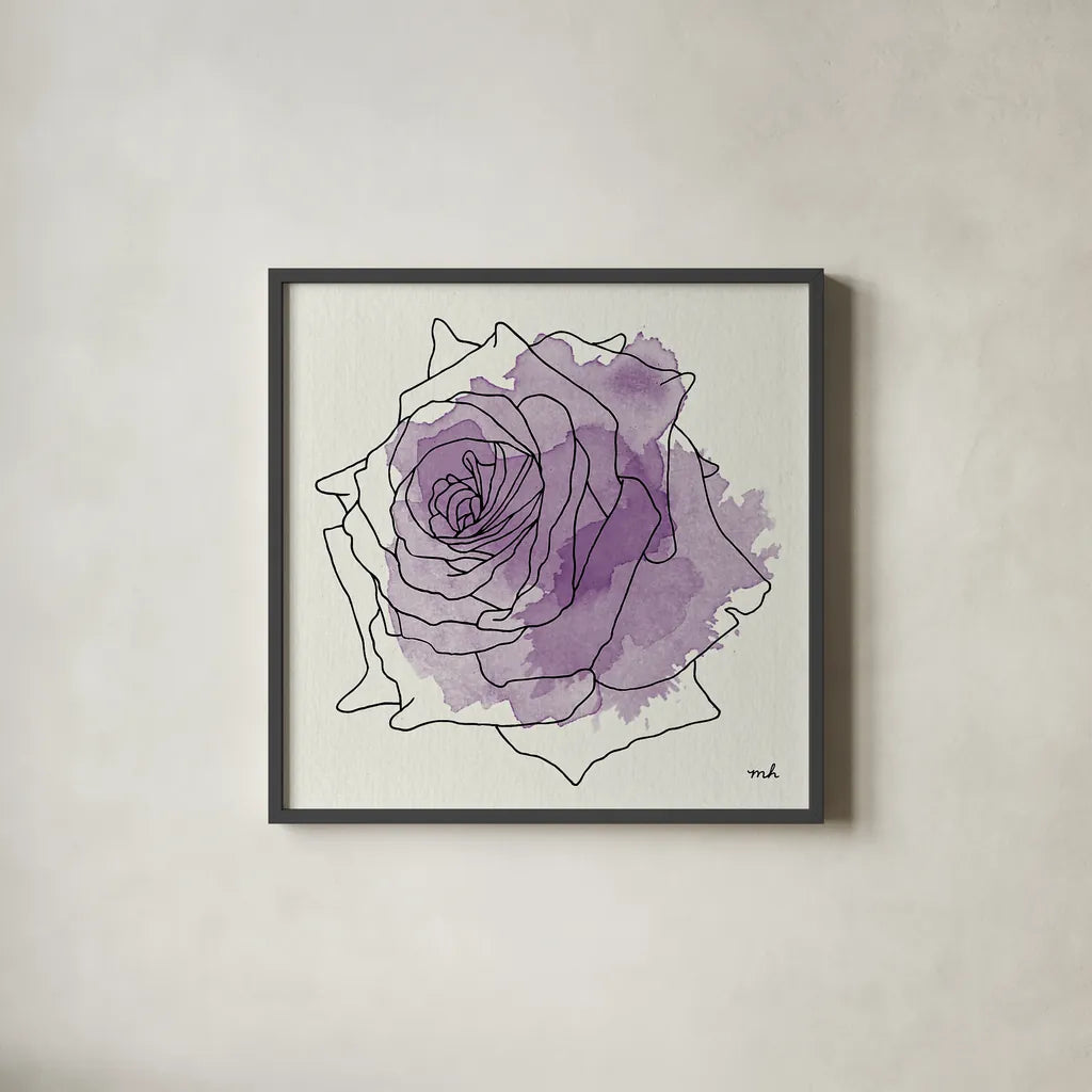 Watercolor Floral IV by Moira Hershey. Shown in a sleek black glass frame for a contemporary gallery look. Available as an archival giclee rolled canvas, fine art paper, or poster print. SKU 12374a.