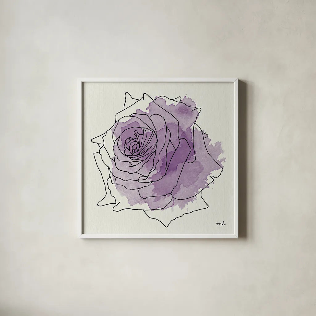 Watercolor Floral IV by Moira Hershey. Shown in a crisp white glass frame for a clean and minimalist style. Available as an archival giclee rolled canvas, fine art paper, or poster print. SKU 12374a.