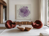 Watercolor Floral IV by Moira Hershey. Shown as extra-large giant wall art in a modern living room. Available as an archival giclee rolled canvas, fine art paper, or poster print. SKU 12374a.