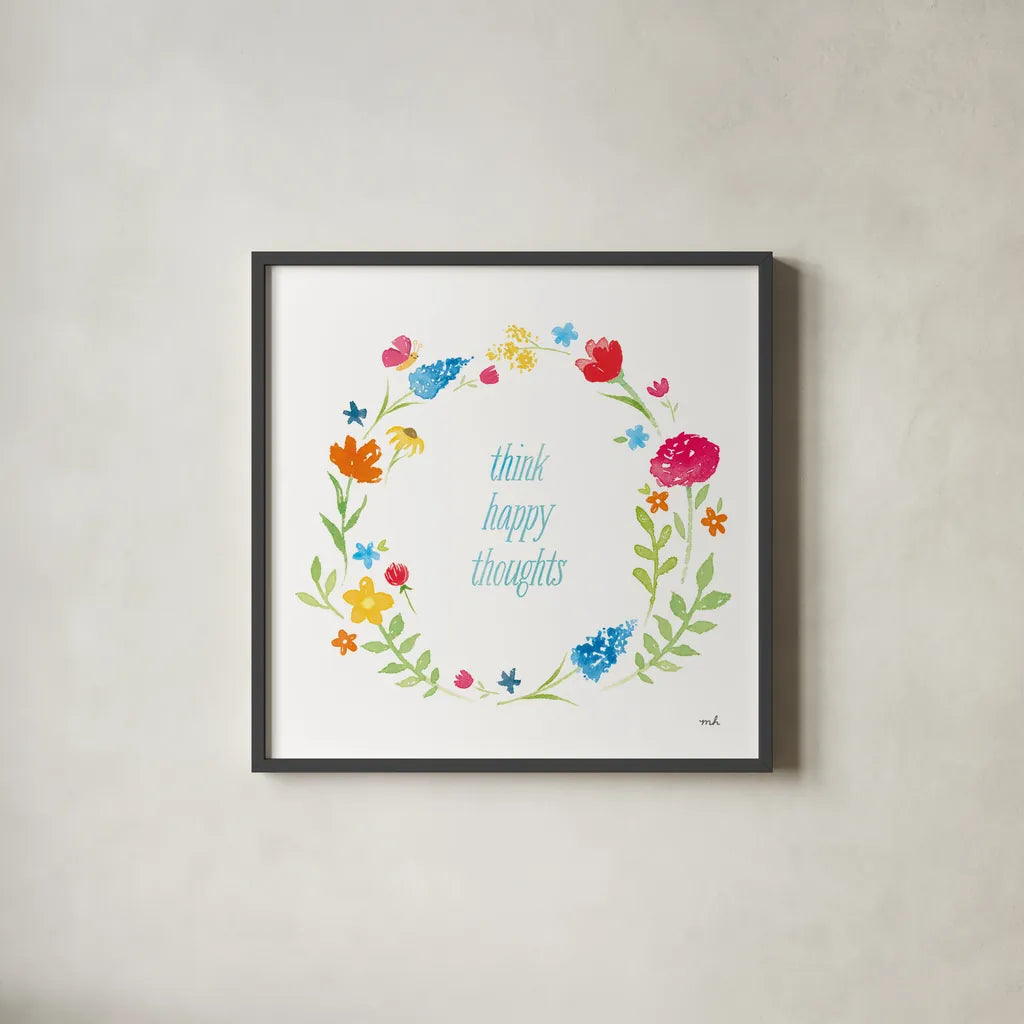 Watercolor Words I by Moira Hershey. Shown in a sleek black glass frame for a contemporary gallery look. Available as an archival giclee rolled canvas, fine art paper, or poster print. SKU 30569a.