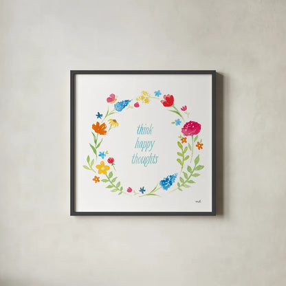 Watercolor Words I by Moira Hershey. Shown in a sleek black glass frame for a contemporary gallery look. Available as an archival giclee rolled canvas, fine art paper, or poster print. SKU 30569a.