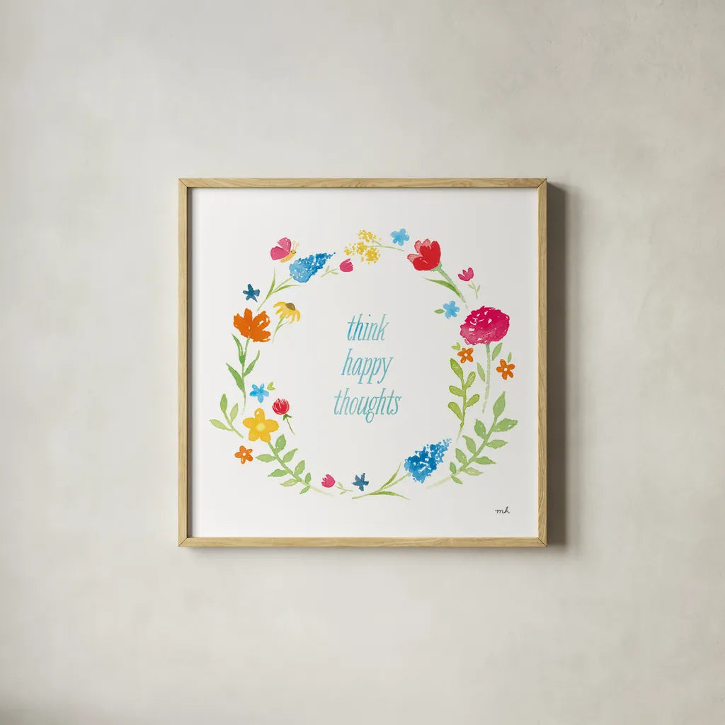 Watercolor Words I by Moira Hershey. Shown in a natural wood glass frame for a timeless modern aesthetic. Available as an archival giclee rolled canvas, fine art paper, or poster print. SKU 30569a.