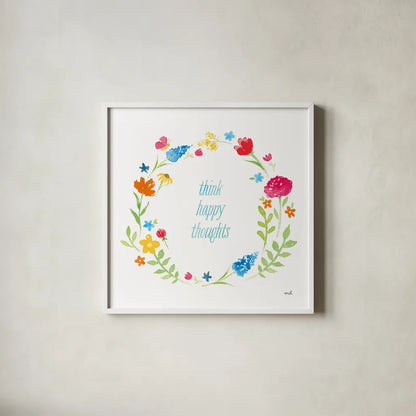 Watercolor Words I by Moira Hershey. Shown in a crisp white glass frame for a clean and minimalist style. Available as an archival giclee rolled canvas, fine art paper, or poster print. SKU 30569a.