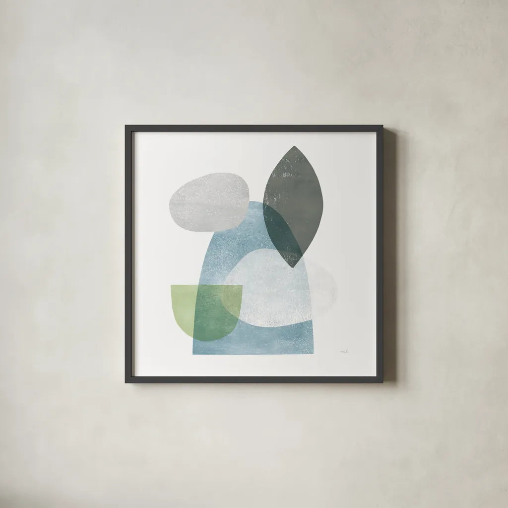 Whispers I Sq by Moira Hershey. Shown in a sleek black glass frame for a contemporary gallery look. Available as an archival giclee rolled canvas, fine art paper, or poster print. SKU 35949a.