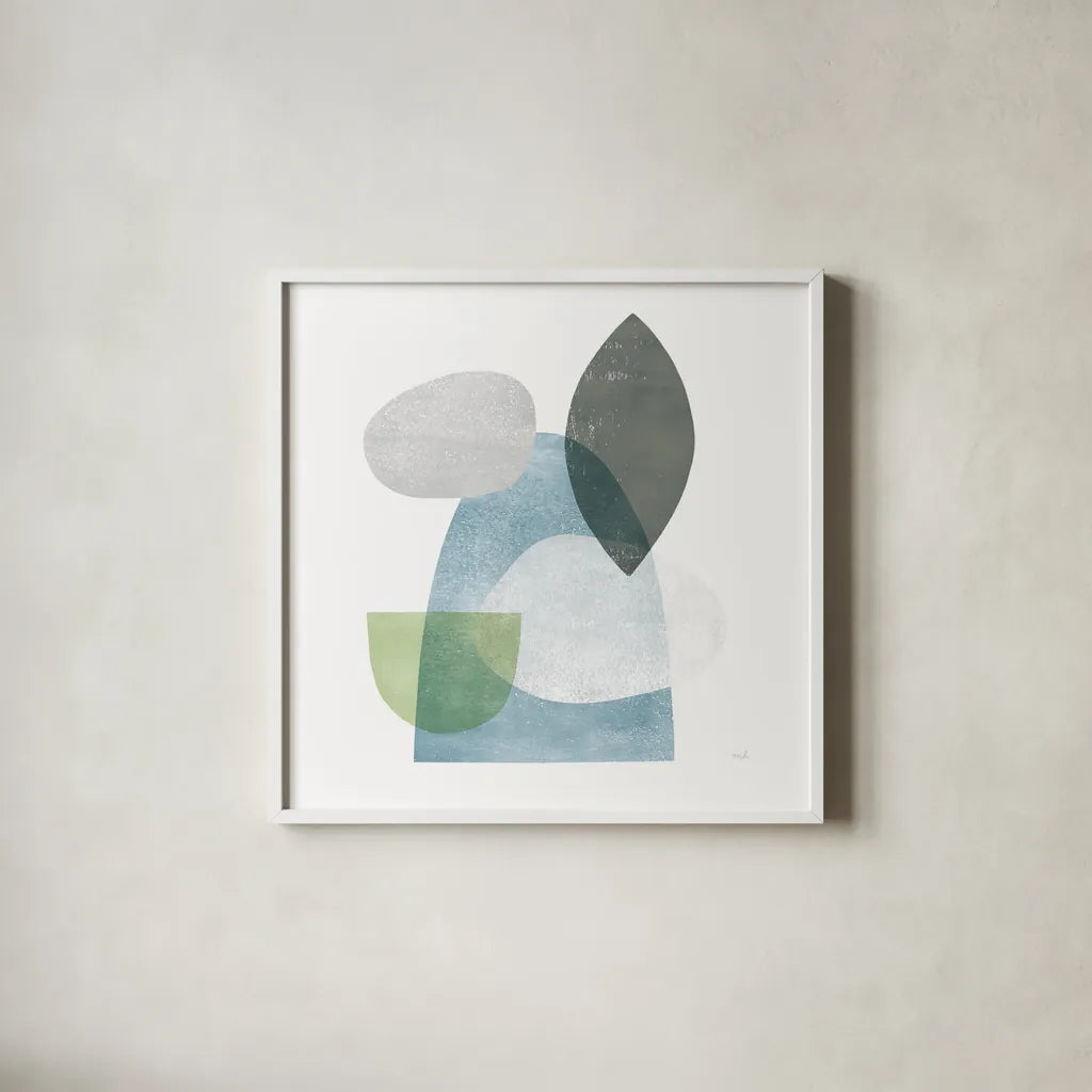 Whispers I Sq by Moira Hershey. Shown in a crisp white glass frame for a clean and minimalist style. Available as an archival giclee rolled canvas, fine art paper, or poster print. SKU 35949a.