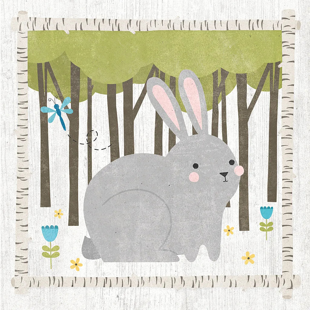 Woodland Hideaway Bunny by Moira Hershey. SKU 25587a. Archival Giclee Fine art print for wall decor.