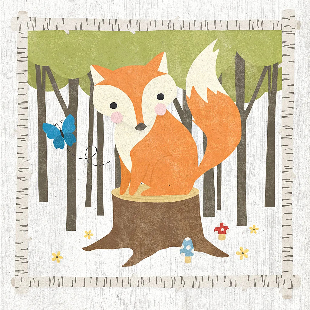 Woodland Hideaway Fox by Moira Hershey. SKU 25589a. Archival Giclee Fine art print for wall decor.