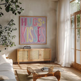 Words of Love I by Moira Hershey. Shown in a natural wood frame in a cozy modern living room. Available as an archival giclee rolled canvas, fine art paper, or poster print. SKU 31356a.