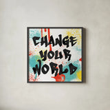 Writings on the Wall I by Moira Hershey. Shown in a sleek black glass frame for a contemporary gallery look. Available as an archival giclee rolled canvas, fine art paper, or poster print. SKU 19327a.