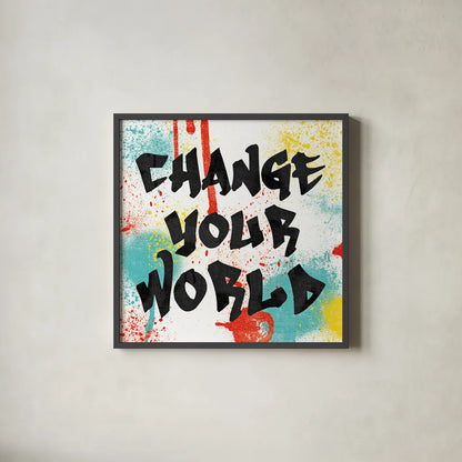 Writings on the Wall I by Moira Hershey. Shown in a sleek black glass frame for a contemporary gallery look. Available as an archival giclee rolled canvas, fine art paper, or poster print. SKU 19327a.