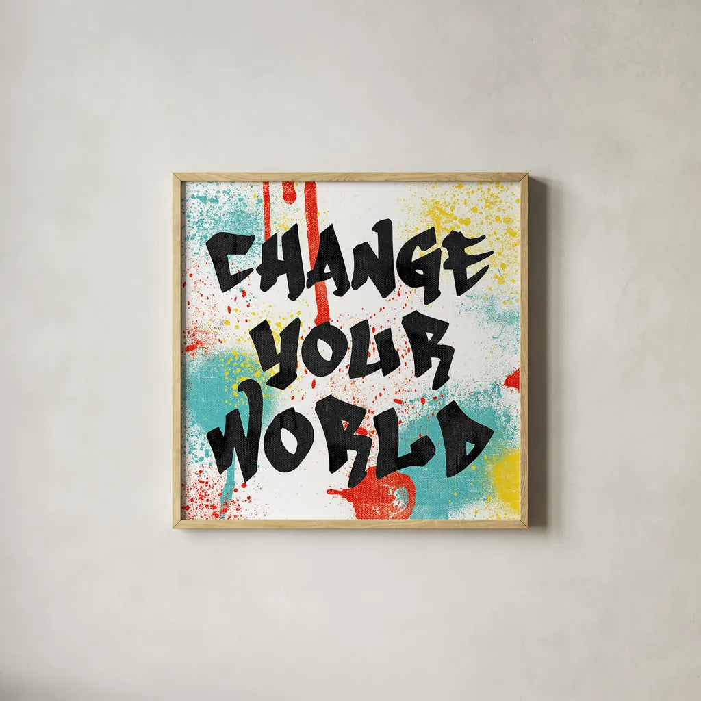 Writings on the Wall I by Moira Hershey. Shown in a natural wood glass frame for a timeless modern aesthetic. Available as an archival giclee rolled canvas, fine art paper, or poster print. SKU 19327a.