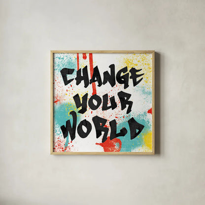 Writings on the Wall I by Moira Hershey. Shown in a natural wood glass frame for a timeless modern aesthetic. Available as an archival giclee rolled canvas, fine art paper, or poster print. SKU 19327a.