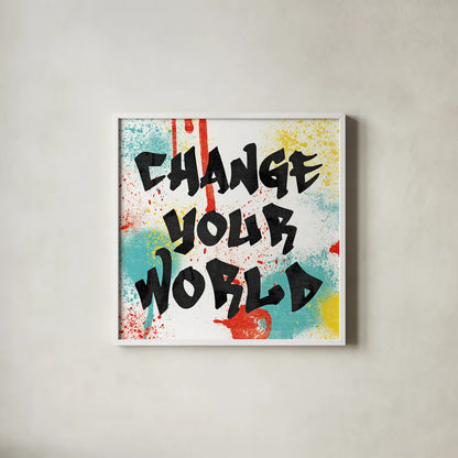 Writings on the Wall I by Moira Hershey. Shown in a crisp white glass frame for a clean and minimalist style. Available as an archival giclee rolled canvas, fine art paper, or poster print. SKU 19327a.