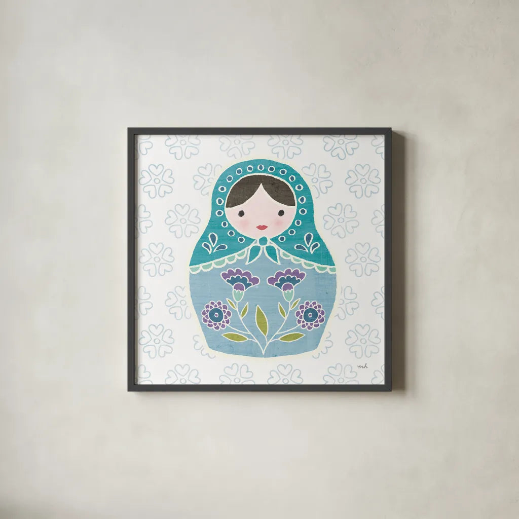 Youre a Doll I by Moira Hershey. Shown in a sleek black glass frame for a contemporary gallery look. Available as an archival giclee rolled canvas, fine art paper, or poster print. SKU 36156a.