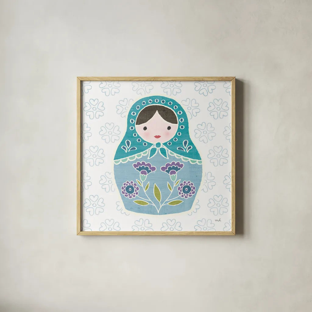 Youre a Doll I by Moira Hershey. Shown in a natural wood glass frame for a timeless modern aesthetic. Available as an archival giclee rolled canvas, fine art paper, or poster print. SKU 36156a.