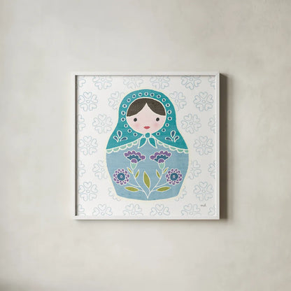 Youre a Doll I by Moira Hershey. Shown in a crisp white glass frame for a clean and minimalist style. Available as an archival giclee rolled canvas, fine art paper, or poster print. SKU 36156a.