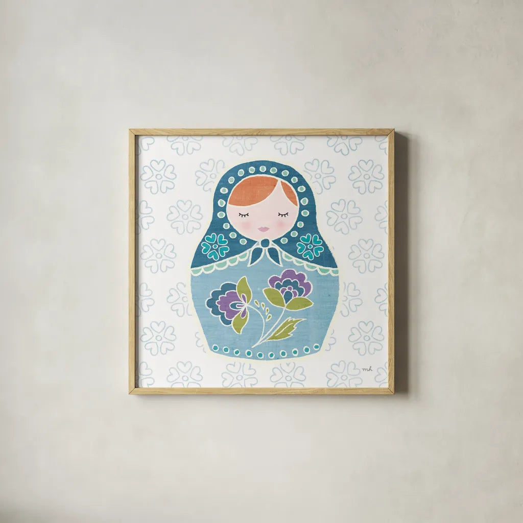 Youre a Doll III by Moira Hershey. Shown in a natural wood glass frame for a timeless modern aesthetic. Available as an archival giclee rolled canvas, fine art paper, or poster print. SKU 36154a.