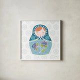 Youre a Doll III by Moira Hershey. Shown in a crisp white glass frame for a clean and minimalist style. Available as an archival giclee rolled canvas, fine art paper, or poster print. SKU 36154a.