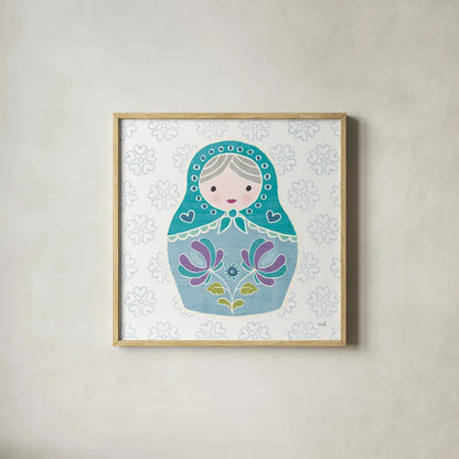 Youre a Doll IV by Moira Hershey. Shown in a natural wood glass frame for a timeless modern aesthetic. Available as an archival giclee rolled canvas, fine art paper, or poster print. SKU 36153a.