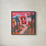 Adobe Desert by Morgan Birch. Shown in a sleek black glass frame for a contemporary gallery look. Available as an archival giclee rolled canvas, fine art paper, or poster print. SKU 104018a.