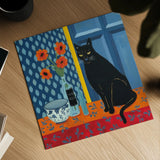 Black Cat by Morgan Birch. Shown as a detailed flat fine art print, highlighting archival giclee quality. Available as an archival giclee rolled canvas, fine art paper, or poster print. SKU 103343a.