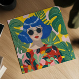 Blue Haired Girl by Morgan Birch. Shown as a detailed flat fine art print, highlighting archival giclee quality. Available as an archival giclee rolled canvas, fine art paper, or poster print. SKU 103344a.