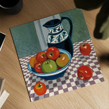 Bowl of Apples by Morgan Birch. Shown as a detailed flat fine art print, highlighting archival giclee quality. Available as an archival giclee rolled canvas, fine art paper, or poster print. SKU 103340a.
