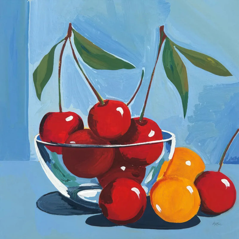 Bowl of Cherries by Morgan Birch. SKU 103543a. Archival Giclee Fine art print for wall decor.
