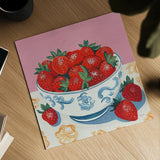 Bowl of Summer Fruit I by Morgan Birch. Shown as a detailed flat fine art print, highlighting archival giclee quality. Available as an archival giclee rolled canvas, fine art paper, or poster print. SKU 104061a.