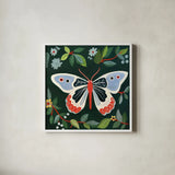Butterfly by Morgan Birch. Shown in a crisp white glass frame for a clean and minimalist style. Available as an archival giclee rolled canvas, fine art paper, or poster print. SKU 104013a.