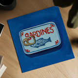Classic Sardine Tin by Morgan Birch. Shown as a detailed flat fine art print, highlighting archival giclee quality. Available as an archival giclee rolled canvas, fine art paper, or poster print. SKU 103138a.