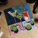 Cocktail Two Ways by Morgan Birch. Shown as a detailed flat fine art print, highlighting archival giclee quality. Available as an archival giclee rolled canvas, fine art paper, or poster print. SKU 103135a.