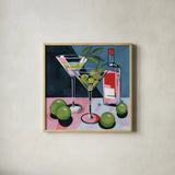 Cocktail Two Ways by Morgan Birch. Shown in a natural wood glass frame for a timeless modern aesthetic. Available as an archival giclee rolled canvas, fine art paper, or poster print. SKU 103135a.