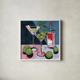 Cocktail Two Ways by Morgan Birch. Shown in a crisp white glass frame for a clean and minimalist style. Available as an archival giclee rolled canvas, fine art paper, or poster print. SKU 103135a.