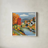 Fall Colors by Morgan Birch. Shown in a crisp white glass frame for a clean and minimalist style. Available as an archival giclee rolled canvas, fine art paper, or poster print. SKU 104016a.