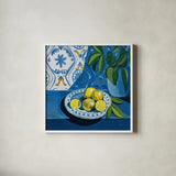 Feeling Blue by Morgan Birch. Shown in a crisp white glass frame for a clean and minimalist style. Available as an archival giclee rolled canvas, fine art paper, or poster print. SKU 103335a.