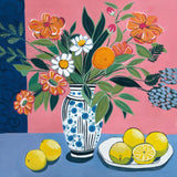 Flower Still Life With Lemons by Morgan Birch. SKU 104011a. Archival Giclee Fine art print for wall decor.