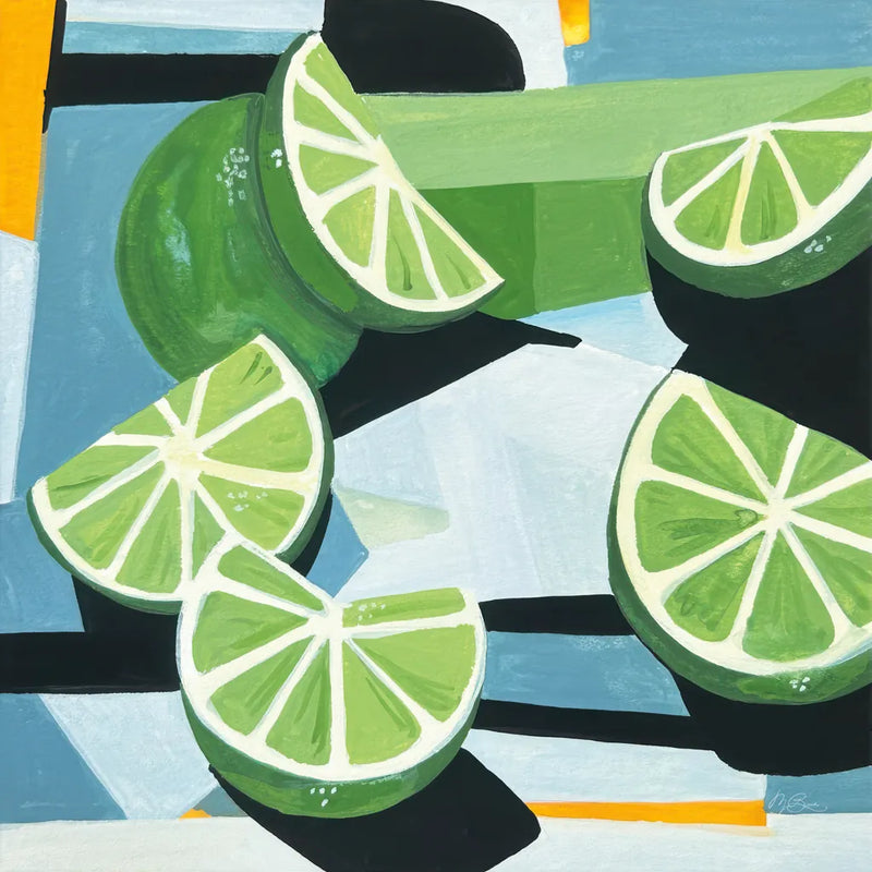 Fresh Cut Limes by Morgan Birch. SKU 104055a. Archival Giclee Fine art print for wall decor.