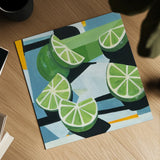 Fresh Cut Limes by Morgan Birch. Shown as a detailed flat fine art print, highlighting archival giclee quality. Available as an archival giclee rolled canvas, fine art paper, or poster print. SKU 104055a.