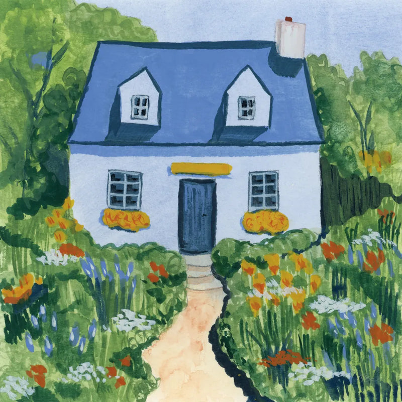 Full Bloom Cottage I by Morgan Birch. SKU 103121a. Archival Giclee Fine art print for wall decor.