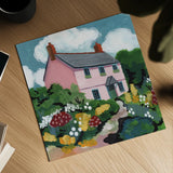 Full Bloom Cottage II by Morgan Birch. Shown as a detailed flat fine art print, highlighting archival giclee quality. Available as an archival giclee rolled canvas, fine art paper, or poster print. SKU 103122a.