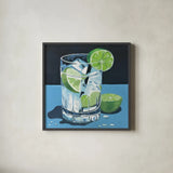 Gin and Tonic by Morgan Birch. Shown in a sleek black glass frame for a contemporary gallery look. Available as an archival giclee rolled canvas, fine art paper, or poster print. SKU 103541a.