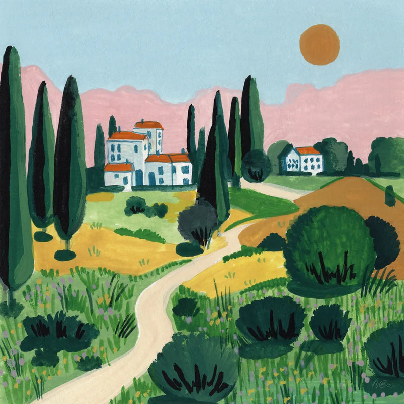 Italian Villa by Morgan Birch. SKU 103143a. Archival Giclee Fine art print for wall decor.
