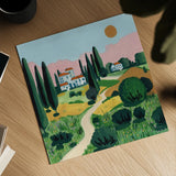 Italian Villa by Morgan Birch. Shown as a detailed flat fine art print, highlighting archival giclee quality. Available as an archival giclee rolled canvas, fine art paper, or poster print. SKU 103143a.